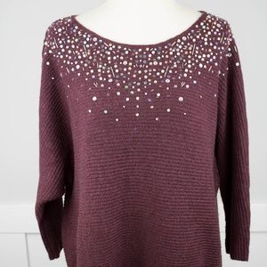 Marron Bead neck dolman sleeve medium knit sweater